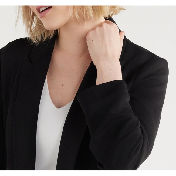 Scoop Womens Blazer Size S Black Scuba Knit Stretch Scrunch Sleeves Knit Comfort - Picture 5 of 6